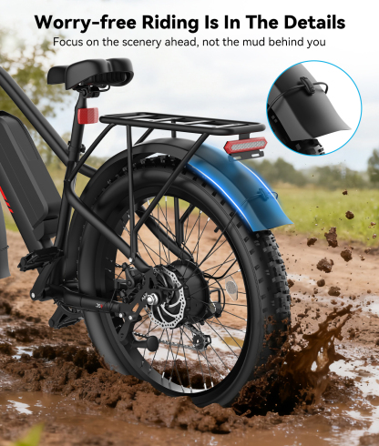 28 MPH Electric Bikes for Adults 1300W Peak Motor Ebike 26" Fat Tire 90 Miles Long Range Mountain Electric Bicycle with 48V Removable Battery 7 Speed E Bike with Front Fork Suspension-Baicycle