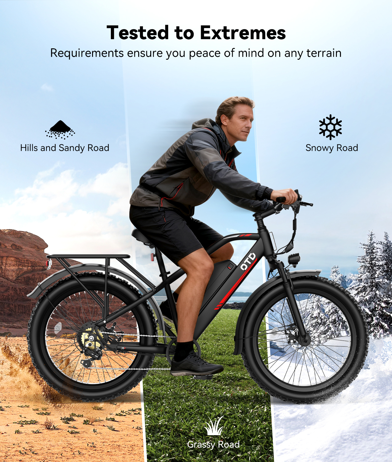 28 MPH Electric Bikes for Adults 1300W Peak Motor Ebike 26" Fat Tire 90 Miles Long Range Mountain Electric Bicycle with 48V Removable Battery 7 Speed E Bike with Front Fork Suspension-Baicycle