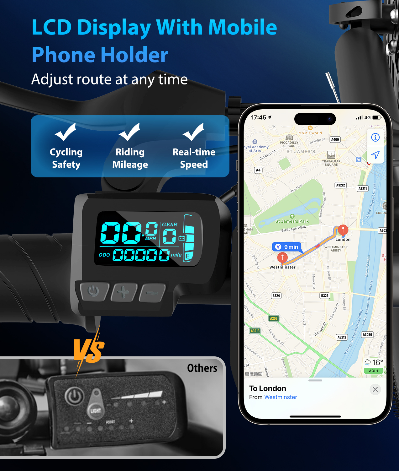 Electric Bikes for Adults with 500W/1200W Peak Motor 26" Ebike with 28 MPH 90 Miles Max Range 48V Removable Battery E Bike Electric Bicycle Mountain Ebikes with Phone Holder 7 Speed Front Fork Suspension-Baicycle