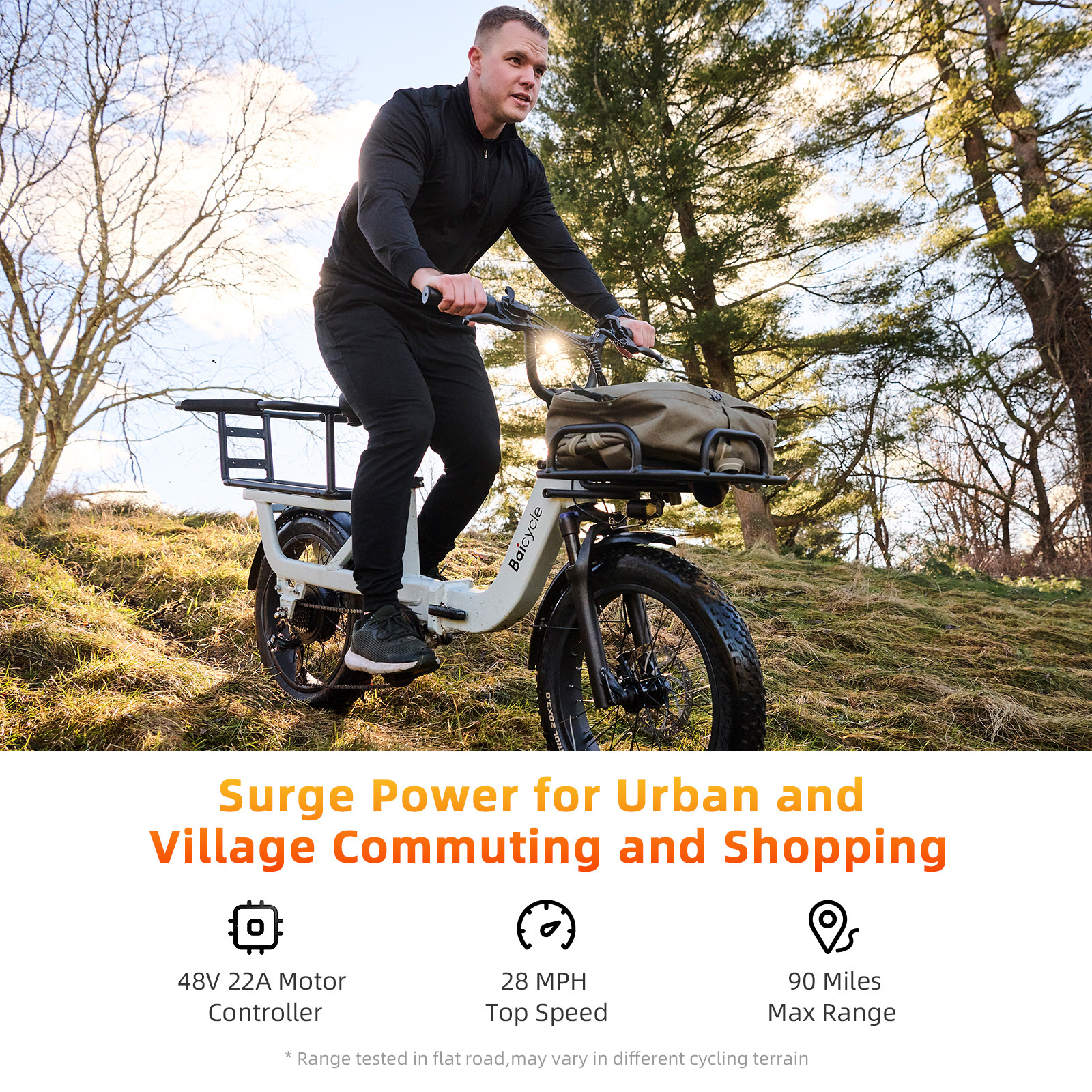 2026 Upgraded Electric Bikes for Adults with 1500W Peak Motor 20" Fat Tire E Bike with 28 MPH 90 Miles Max Range 48V Removable Battery EBike Electric Bicycle Commuter Ebikes-Baicycle