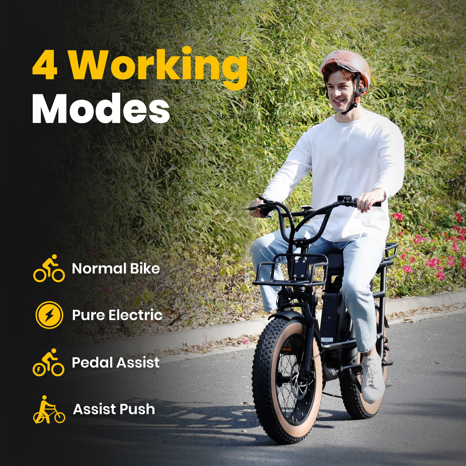 Electric Bikes for Adults 20" Fat Tire E Bike with 750W/1500W Peak Motor 48V 26Ah Dual Removable Battery Ebike Long Range 160 Miles 28 MPH Electric Bicycle Front Suspension 7 Speed-Baicycle
