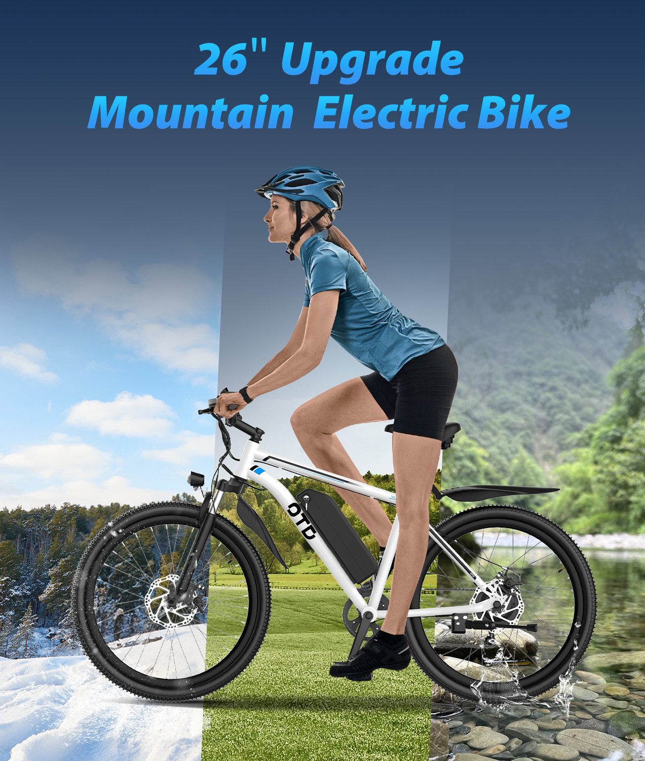 Electric Bikes for Adults with 500W/1200W Peak Motor 26" Ebike with 28 MPH 90 Miles Max Range 48V Removable Battery E Bike Electric Bicycle Mountain Ebikes with Phone Holder 7 Speed Front Fork Suspension-Baicycle