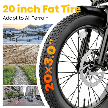 1500W Peak Electric Bikes for Adults 20" Fat Tire E Bike with 90 Miles Max Range 28 MPH Electric Bicycle Step-Thru Ebikes with 48V Removable Battery 7 Speed Front Fork Suspension