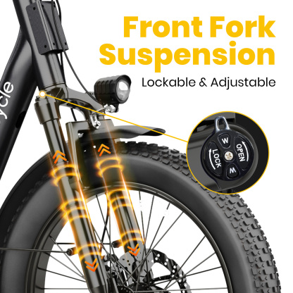 1500W Peak Electric Bikes for Adults 20" Fat Tire E Bike with 90 Miles Max Range 28 MPH Electric Bicycle Step-Thru Ebikes with 48V Removable Battery 7 Speed Front Fork Suspension