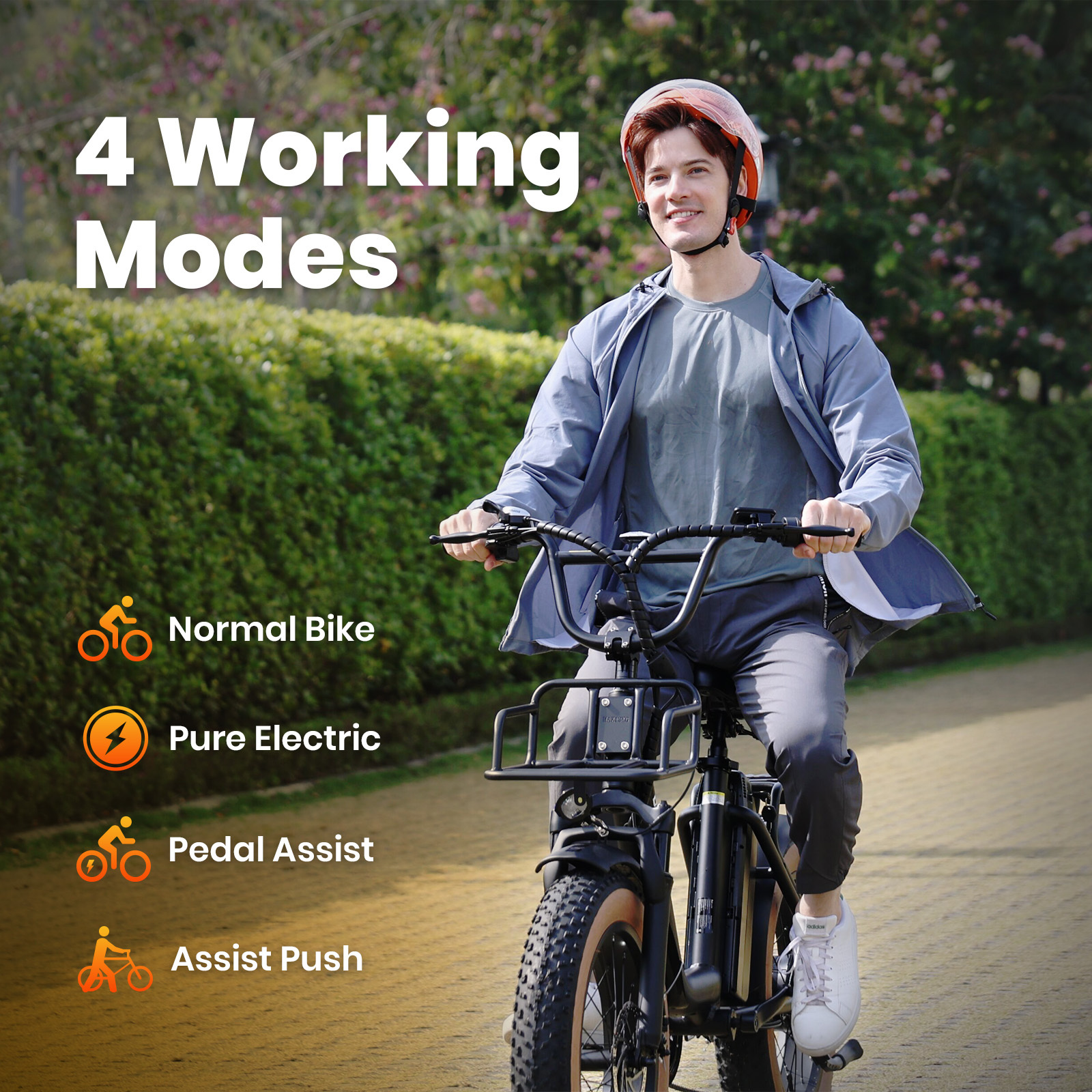 1500W Peak Electric Bikes for Adults 20" Fat Tire E Bike with 90 Miles Max Range 28 MPH Electric Bicycle Step-Thru Ebikes with 48V Removable Battery 7 Speed Front Fork Suspension