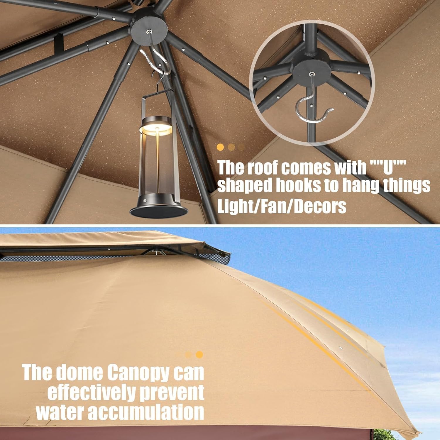 12x20, Outdoor Gazebo on Clearance with Double Ventilated Arc Roof, Privacy Curtains & Mosquito Netting, Easy Set up Canopy Tent with Stable Metal Frame