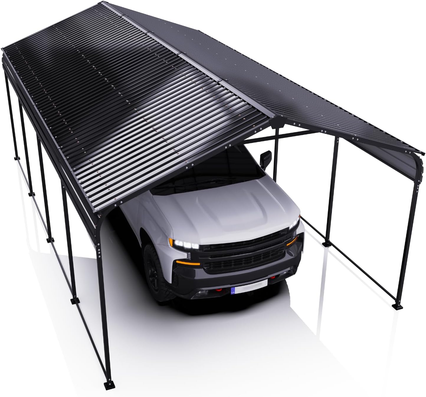 12x20 Metal Carport Canopy with Galvanized Frame & Reinforced Base for All Weather, Heavy Duty Car Garage Outdoor Permanent Shelter for Boats, Carport Kits, Full-Sized Pickup Trucks and Cars