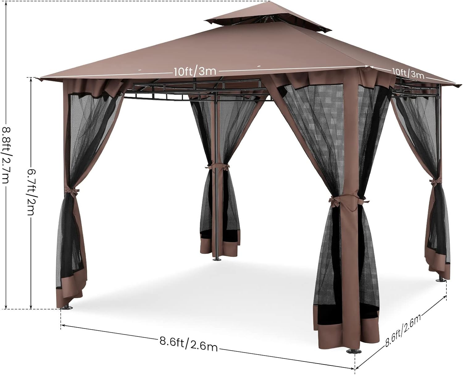 Gazebo with Improved Cold-Proof Nettings Winter Gazebos on Clearance Heavy Duty Gazebo Double Roof with Metal Frame Gazebo Tent for Patio