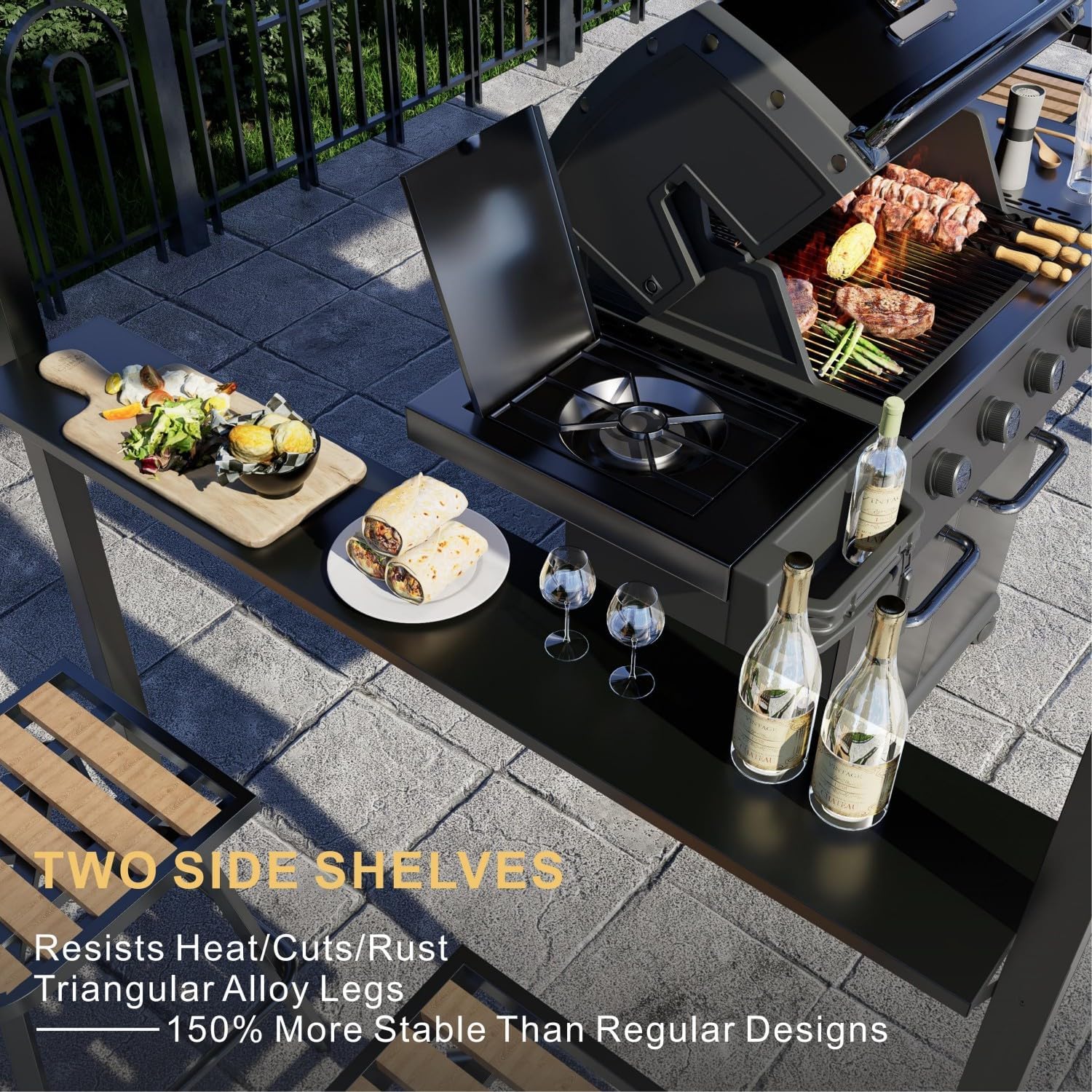 8'x6' Grill Gazebo,Outdoor Hardtop Gazebo with Galvanized Steel Double Roof BBQ Grill Canopy with Aluminum Frame