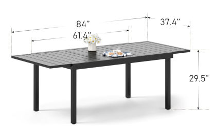 61'' x 37'' x 30 “ Patio Dining Table for 6-8, Rectangular Steel Outdoor Dining Table（Extended） for Garden Backyard Lawn Yard Furniture