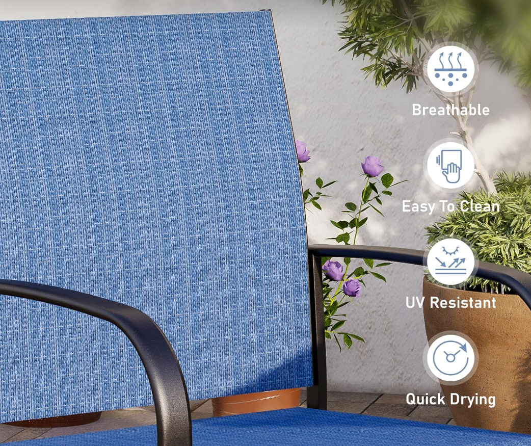 6 Piece Patio Chairs, Outdoor Dining Chairs for 6,Garden Backyard Lawn Yard Furniture, Blue Stable Patio Dining Chairs Steel Frame with Textilene Fabric Chair