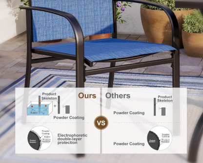 6 Piece Patio Chairs, Outdoor Dining Chairs for 6,Garden Backyard Lawn Yard Furniture, Blue Stable Patio Dining Chairs Steel Frame with Textilene Fabric Chair