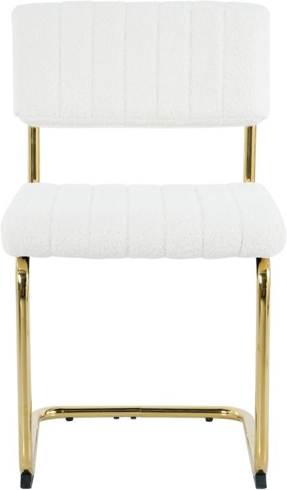 Upholstered Kitchen Dining Table Chairs Set of 2, Modern Luxury Living Room Bedroom Vanity Makeup Accent Chairs, Small Student Desk Chair, Home Restaurant Office Chair with Gold Leg