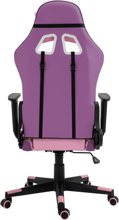 Reclining Gaming Chair, High-Back Recliner Chair with Headrest and Lumbar Support, PU Leather Racing Gaming Chair with Height Adjustable and Headrest 360° Swivel Seat