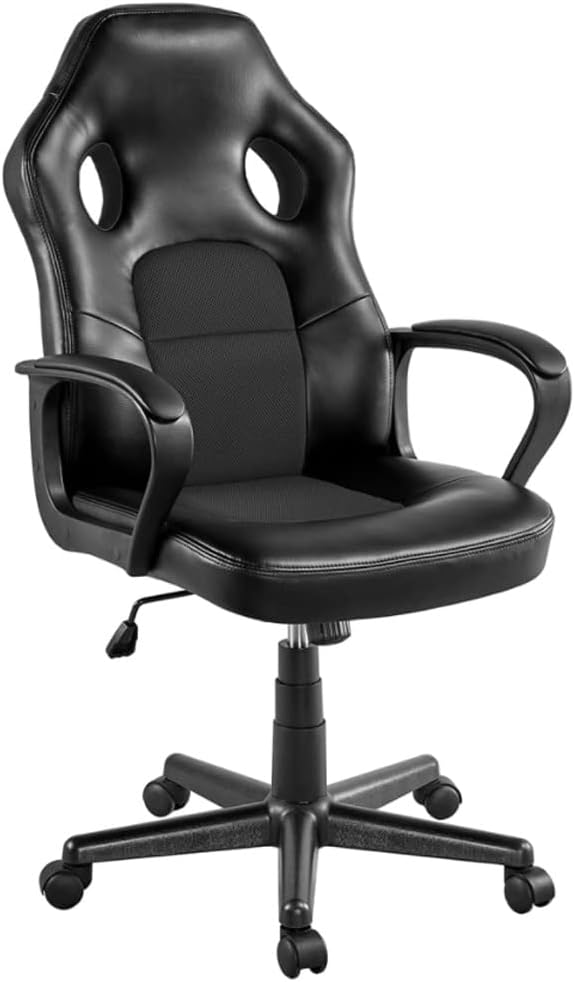 Adjustable Swivel Artificial Leather Gaming Chair Sturdy Metal Frame Castors with Armrests