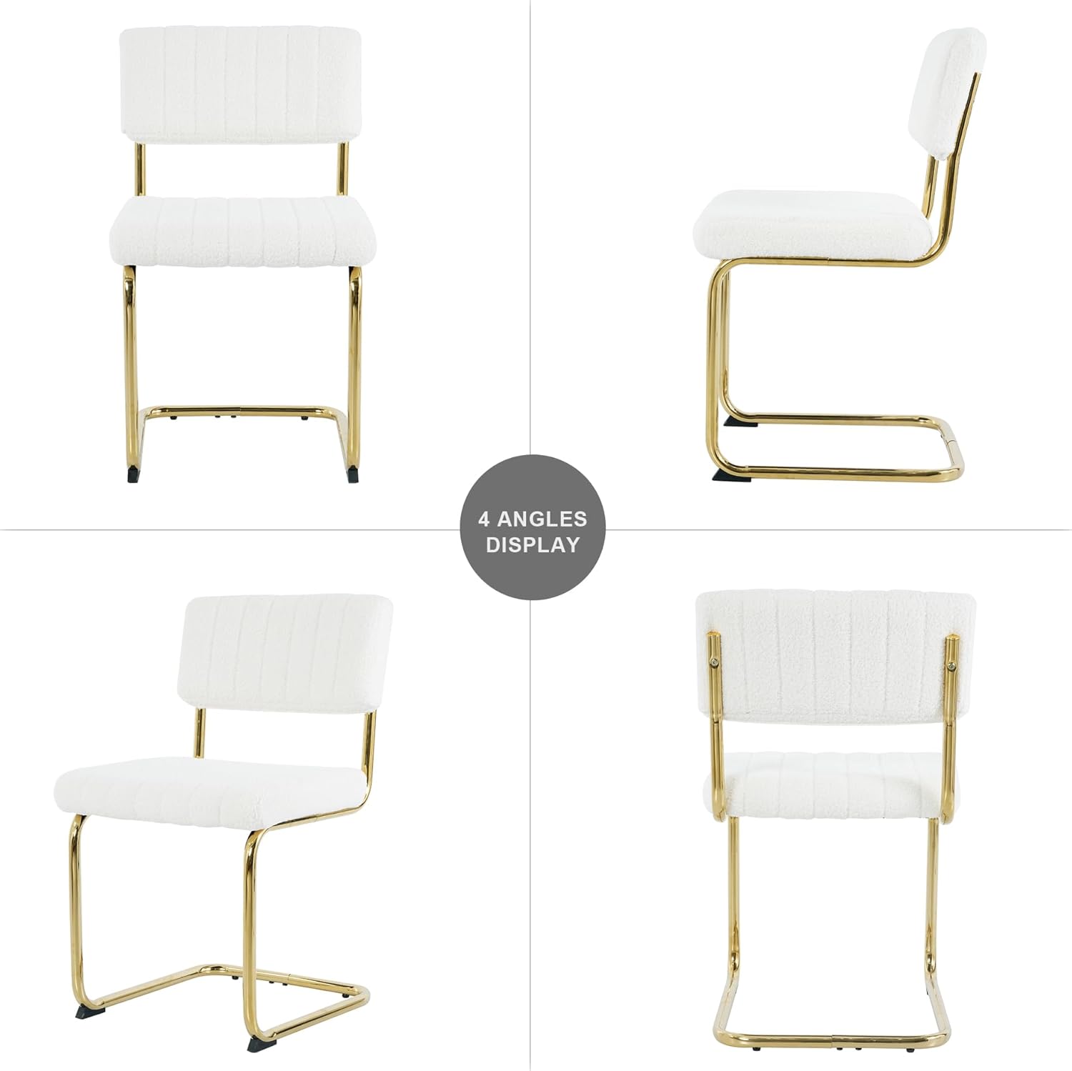 Upholstered Kitchen Dining Table Chairs Set of 2, Modern Luxury Living Room Bedroom Vanity Makeup Accent Chairs, Small Student Desk Chair, Home Restaurant Office Chair with Gold Leg