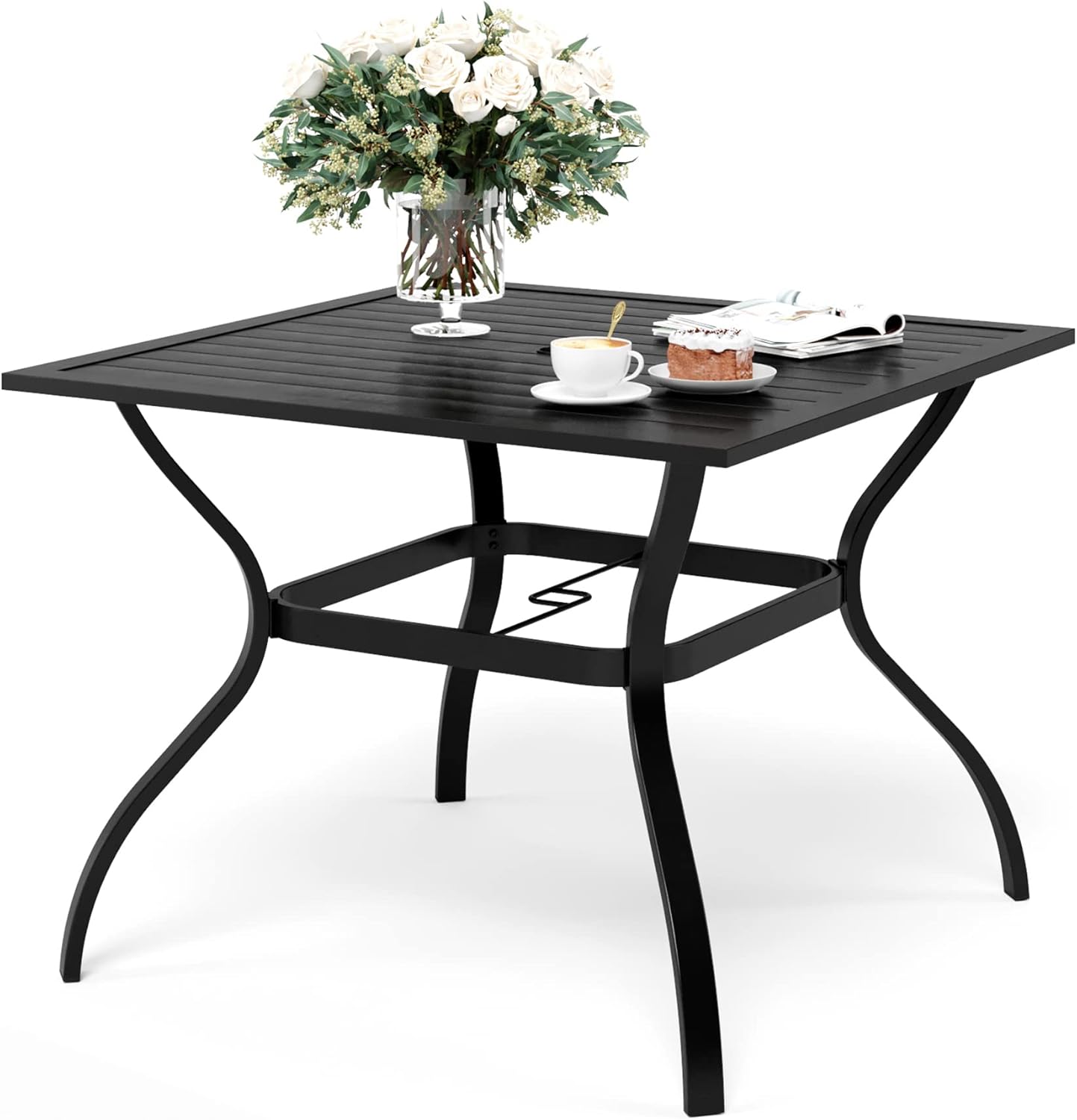 37" x 37" x 28" Patio Dining Table, Square Outdoor Dining Table for Garden Backyard Lawn Yard Furniture