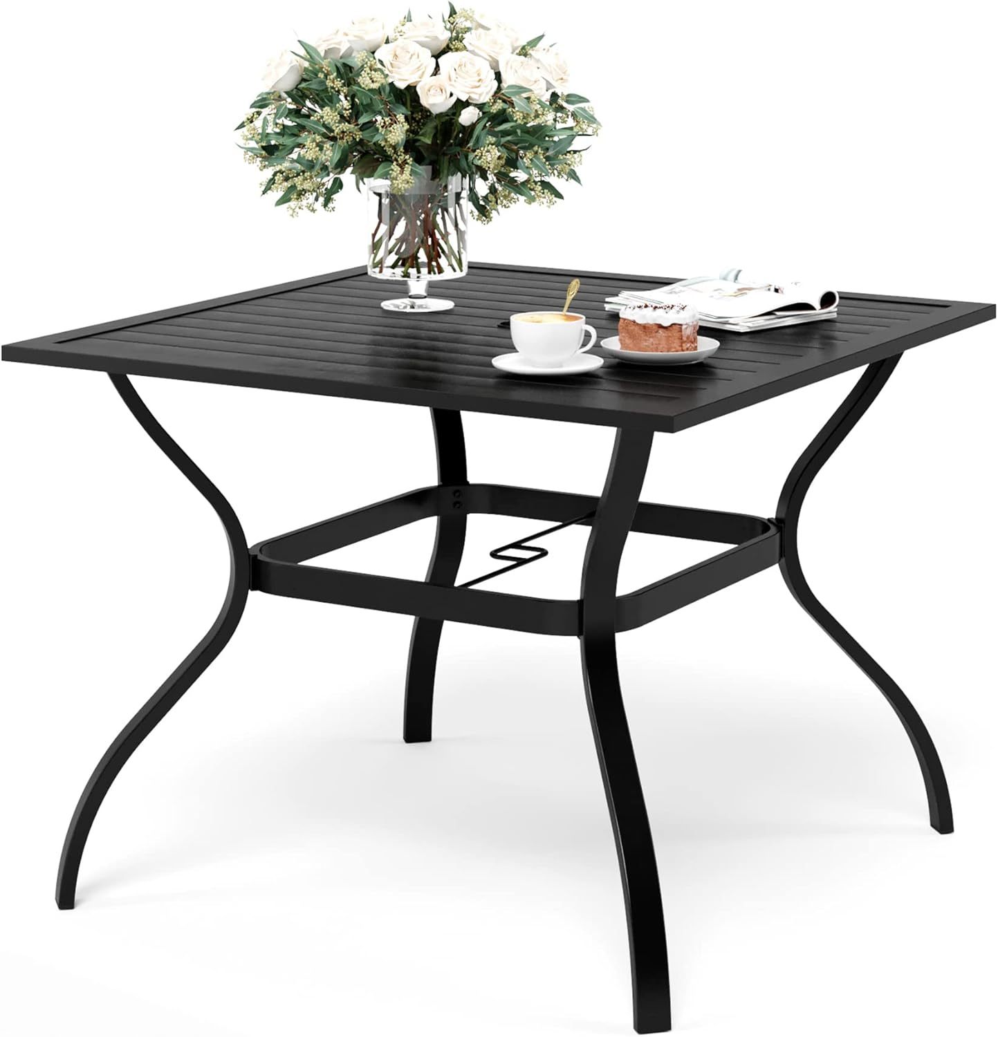 37" x 37" x 28" Patio Dining Table, Square Outdoor Dining Table for Garden Backyard Lawn Yard Furniture