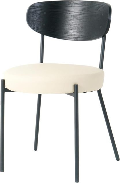 Black White Dining Table Chairs Set of 2, Upholstered Boucle Kitchen Dining Room Chairs, Vanity Chair with Back, Modern Comfy Accent Chairs