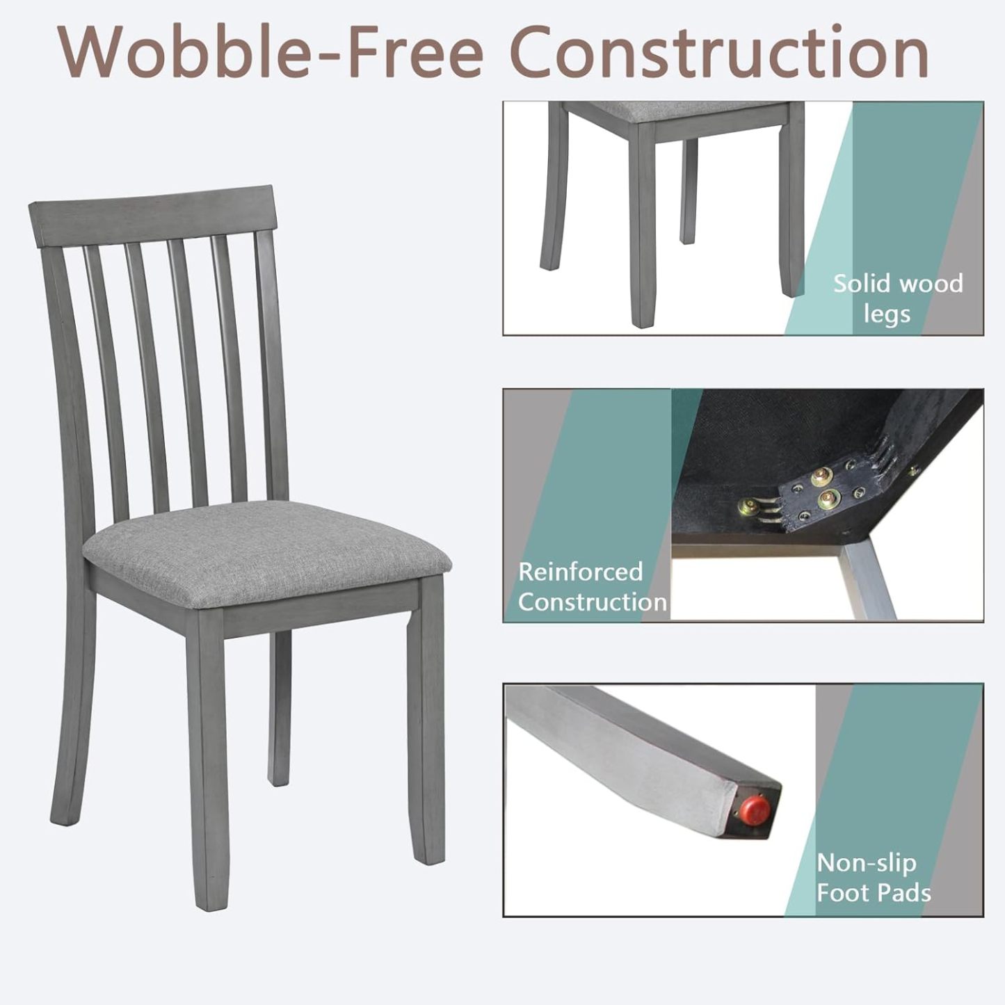 Upholstered Dining Chairs Set of 4, Mid Century Modern Wood Kitchen & Dining Room Chairs, Accent Chair