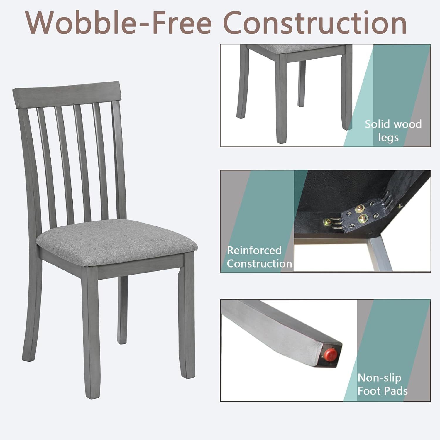 Upholstered Dining Chairs Set of 4, Mid Century Modern Wood Kitchen & Dining Room Chairs, Accent Chair