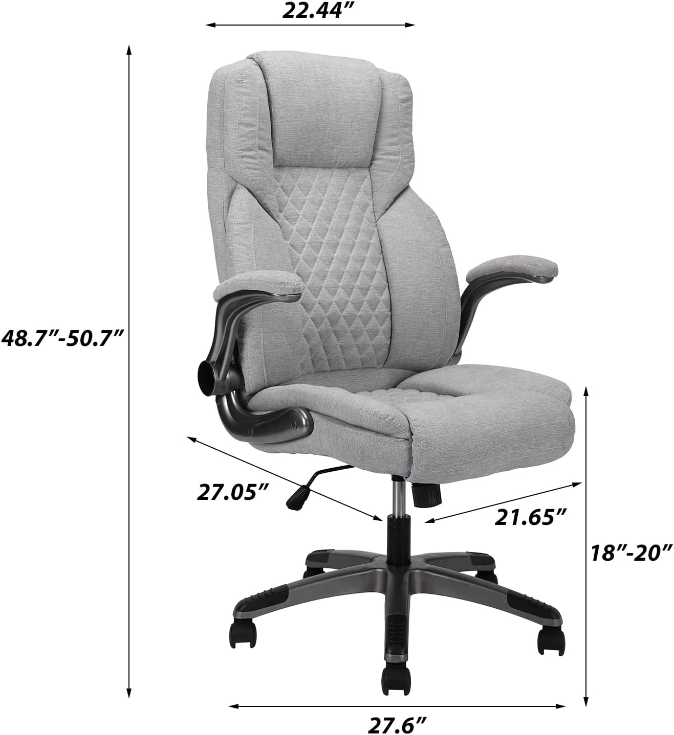 Executive Office Ergonomic Chair with Flip-up Armrests and Lumbar Support Computer High Back Adjustable Desk Chair