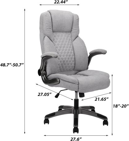 Executive Office Ergonomic Chair with Flip-up Armrests and Lumbar Support Computer High Back Adjustable Desk Chair