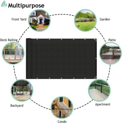 Balcony Privacy Screen Fence for Patio Outdoor Porch Deck, Apartments Railing Cover with Zip Ties, UV Protection Weather Resistant Mesh Screens Panel for Outside