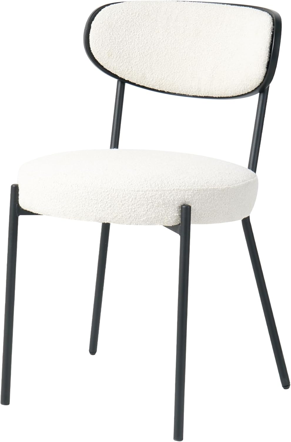 Cream White Dining Table Chairs Set of 2, Upholstered Boucle Kitchen Dining Room Chairs, Vanity Chair with Back, Modern Comfy Accent Chairs