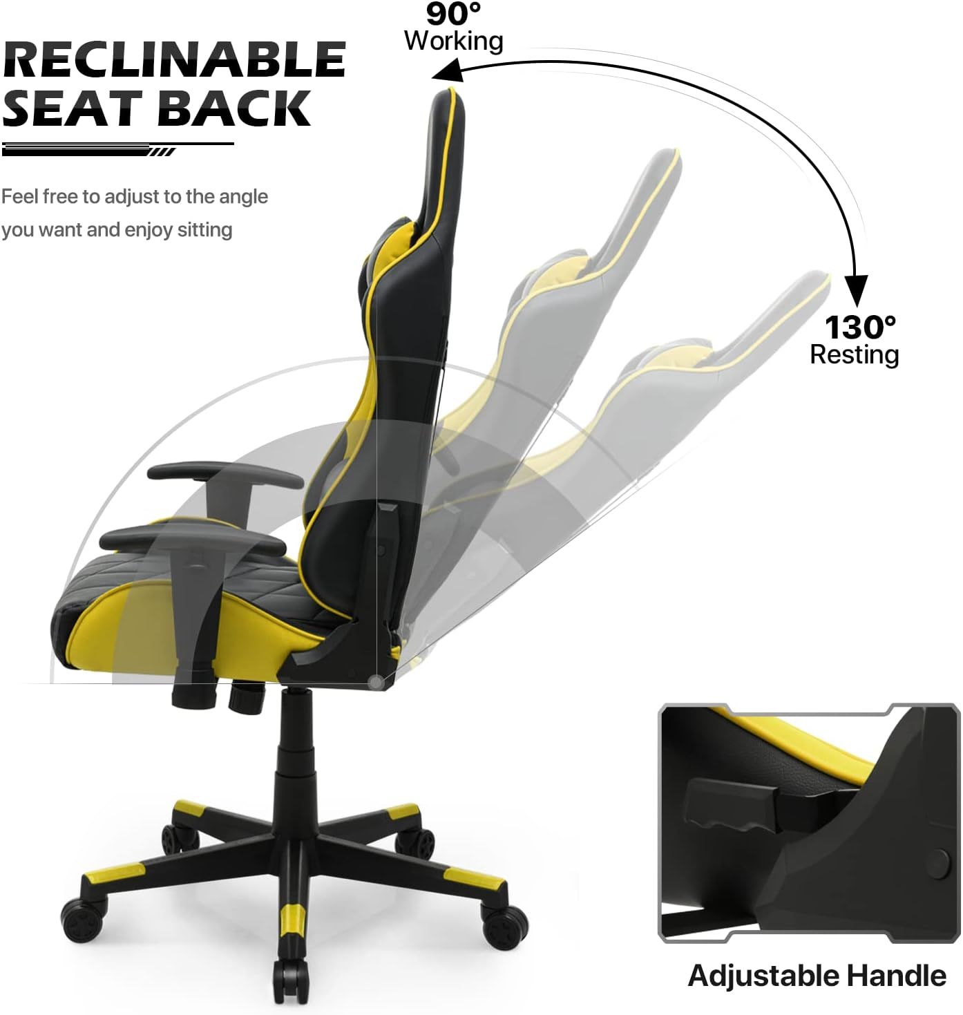 Gaming Chair Racing Style High-Back Reclining Ergonomic Swivel Chair with Adjustable Headrest and Lumbar Support