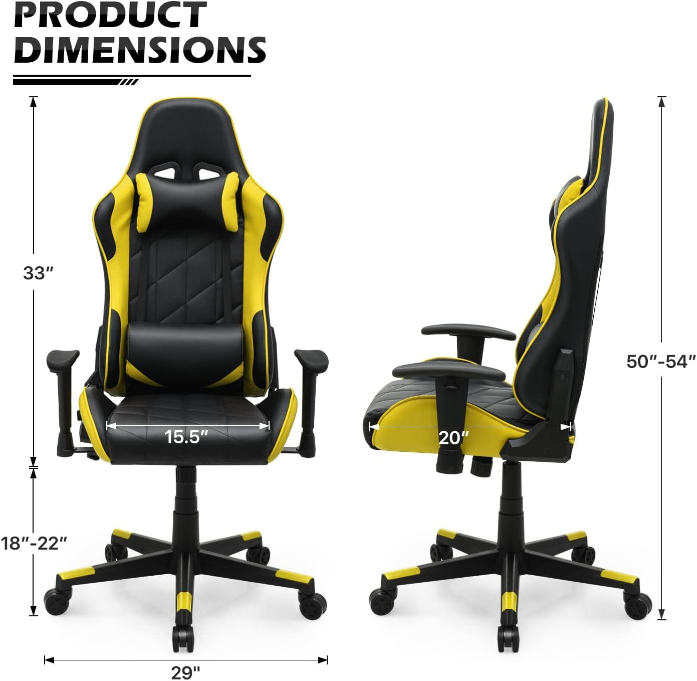 Gaming Chair Racing Style High-Back Reclining Ergonomic Swivel Chair with Adjustable Headrest and Lumbar Support