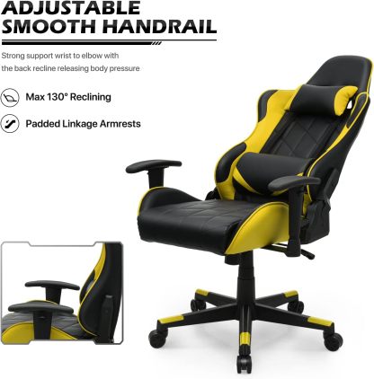Gaming Chair Racing Style High-Back Reclining Ergonomic Swivel Chair with Adjustable Headrest and Lumbar Support