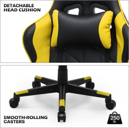 Gaming Chair Racing Style High-Back Reclining Ergonomic Swivel Chair with Adjustable Headrest and Lumbar Support