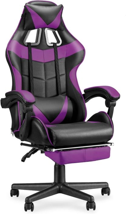 Purple Gaming Chairs with Footrest,Ergonomic PC Computer Game Chair