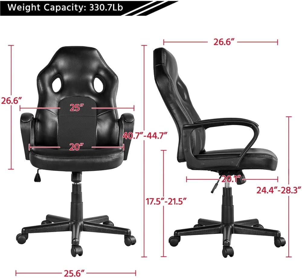Adjustable Swivel Artificial Leather Gaming Chair Sturdy Metal Frame Castors with Armrests