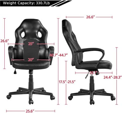 Adjustable Swivel Artificial Leather Gaming Chair Sturdy Metal Frame Castors with Armrests