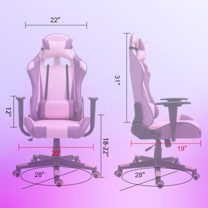 Reclining Gaming Chair, High-Back Recliner Chair with Headrest and Lumbar Support, PU Leather Racing Gaming Chair with Height Adjustable and Headrest 360° Swivel Seat