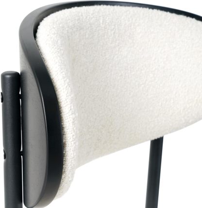 Cream White Dining Table Chairs Set of 2, Upholstered Boucle Kitchen Dining Room Chairs, Vanity Chair with Back, Modern Comfy Accent Chairs