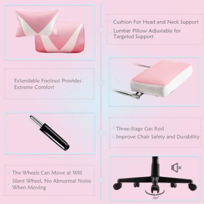 Pink Gaming Chairs with Footrest,Ergonomic PC Computer Game Chair