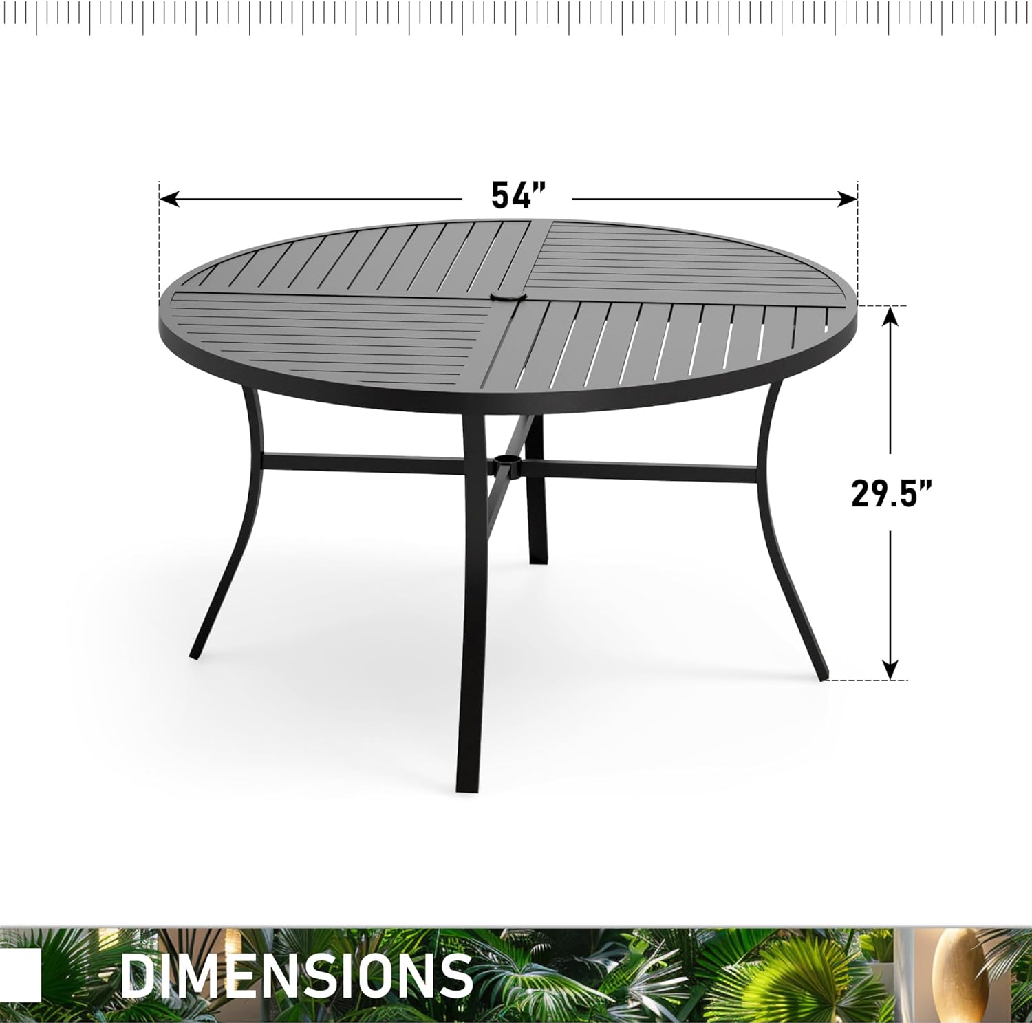 54" x 54" x 29" Patio Dining Table, Round Outdoor Dining Table for Garden Backyard Lawn Yard Furniture