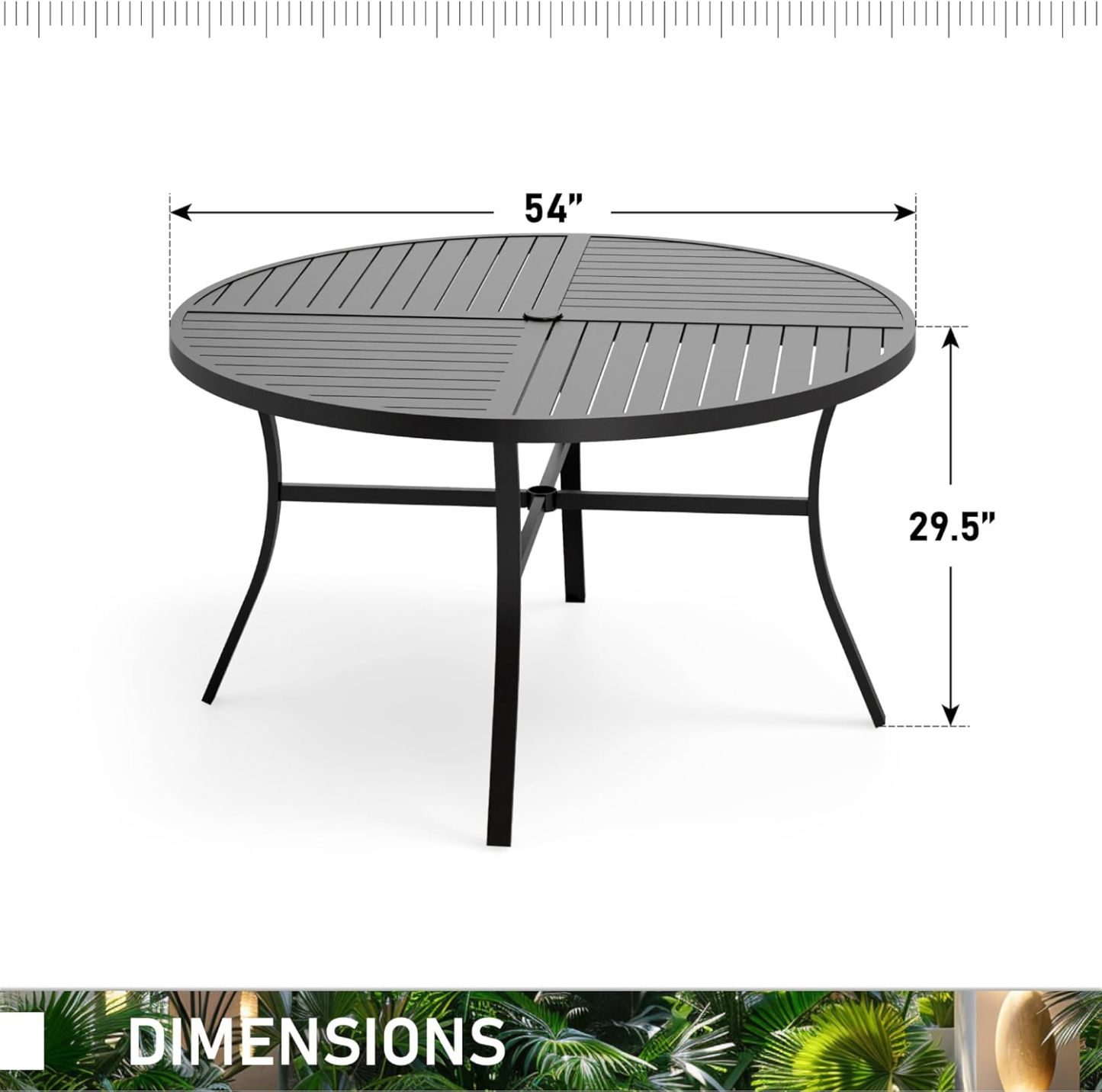 54" x 54" x 29" Patio Dining Table, Round Outdoor Dining Table for Garden Backyard Lawn Yard Furniture