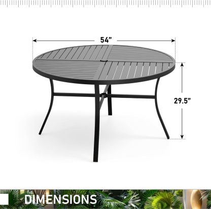 54" x 54" x 29" Patio Dining Table, Round Outdoor Dining Table for Garden Backyard Lawn Yard Furniture