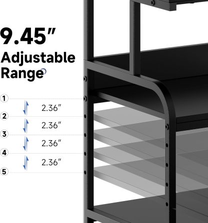 Printer Stand with Adjustable Storage Shelf - 20x16 inches Large Printer Table with Wheels - 3 Tier Rolling Printer Cart