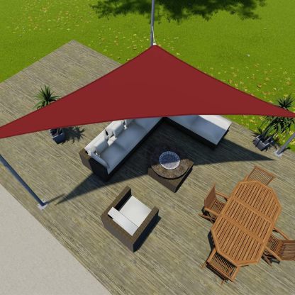 Waterproof Sun Shade Sail 18'x18'x26' Outdoor Canopy Triangle Awning Sunshade Cloth Screen 95% UV Blockage & Water Resistant for Outdoor Patio Garden Pool, Red