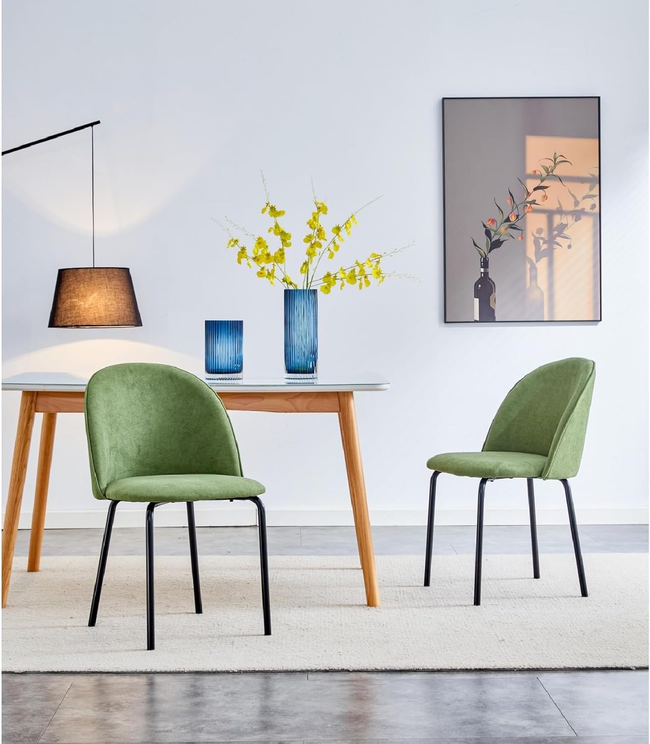 Velvet Vanity Chair with Back, Upholstered Dining Chairs Set of 2, Modern Accent Chair with Legs