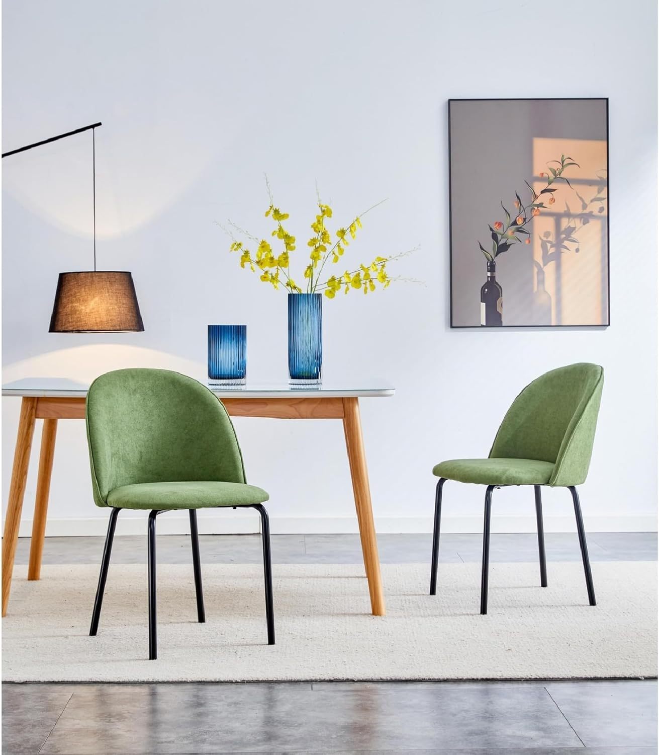 Velvet Vanity Chair with Back, Upholstered Dining Chairs Set of 2, Modern Accent Chair with Legs