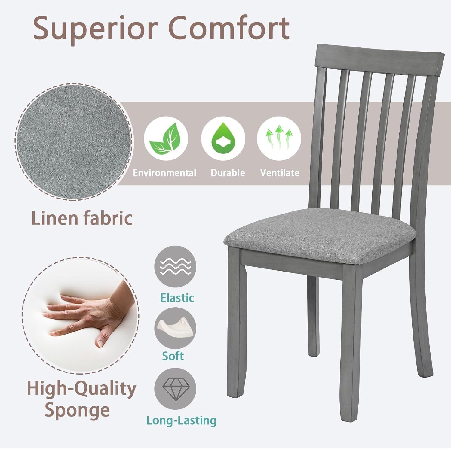 Upholstered Dining Chairs Set of 4, Mid Century Modern Wood Kitchen & Dining Room Chairs, Accent Chair