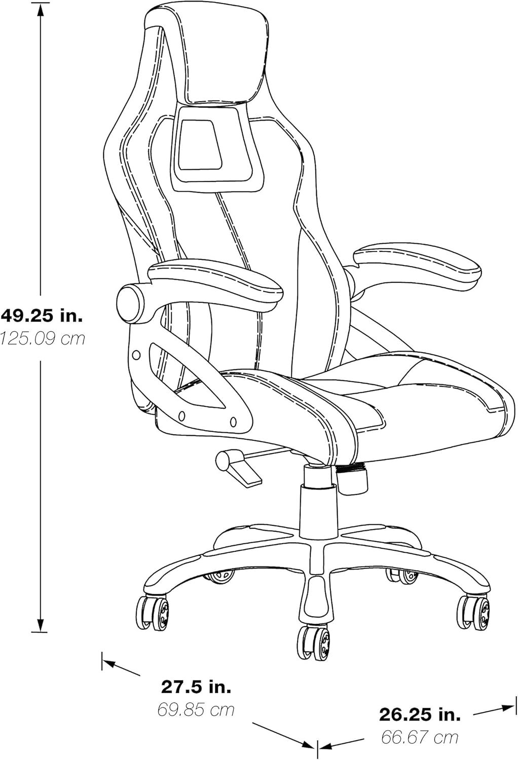 Race Car Adjustable Gaming Chair, Charcoal Grey Bonded Leather with Blue Accents