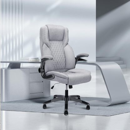 Executive Office Ergonomic Chair with Flip-up Armrests and Lumbar Support Computer High Back Adjustable Desk Chair