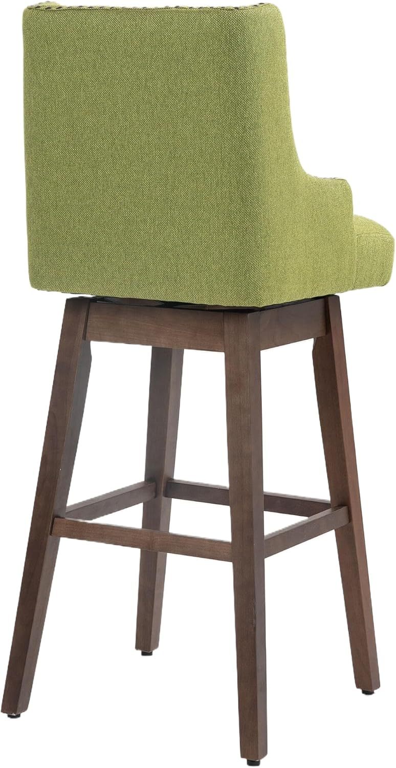 Wooden Bar Chairs Set of 2, Modern Swivel Bar Stools with Backs & Footrest, Upholstered Bar Height Chairs Barstools